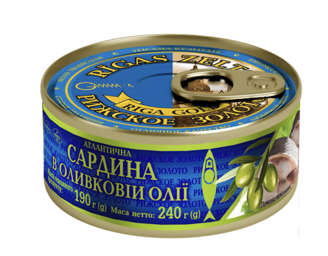 Сардина Рижське золот атл олив олії з/б№3 240г кл